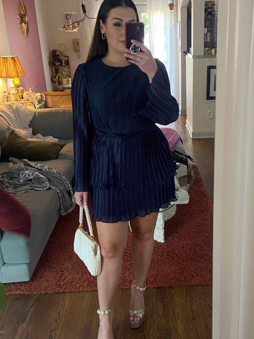 Blue Tiered Ruffle Dress - Picture 6 of 6